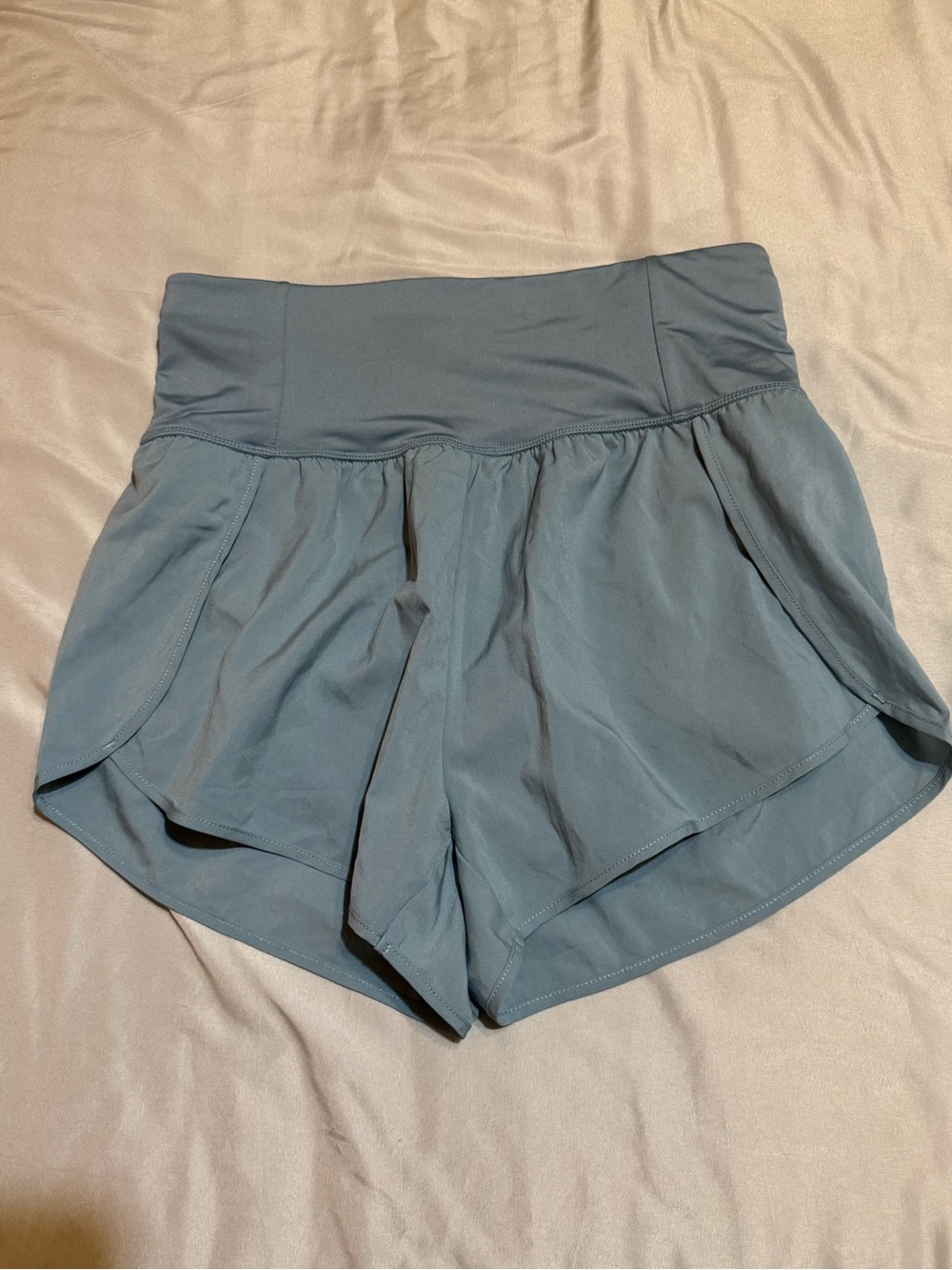 Women's Love Tree Running Shorts Blue Pull On Athletic Lined High Waisted Med